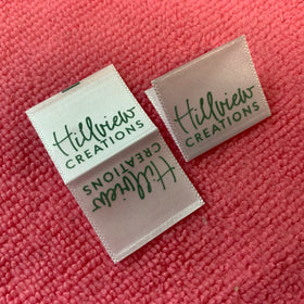 Standard Size Printing Double logo Scrunchy Labelloop Fold Brand logo Satin Scrunchy Tags