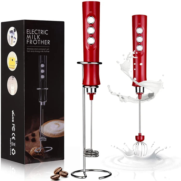 Rechargeable Tea Mixer USB Rechargeable 3 Speeds Mini Electric Milk Foam Maker with Stand