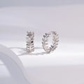 Wholesale Earrings Jewelry Rhodium Plated Round Olive Branch Leaf Huggie 925 Sterling Silver Fine Jewelry Earrings