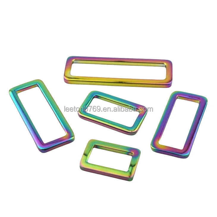Stock Supply 50mm 2 Inch extra Large rainbow Colored Metal Rectangle Belt Buckle for Leather Bag