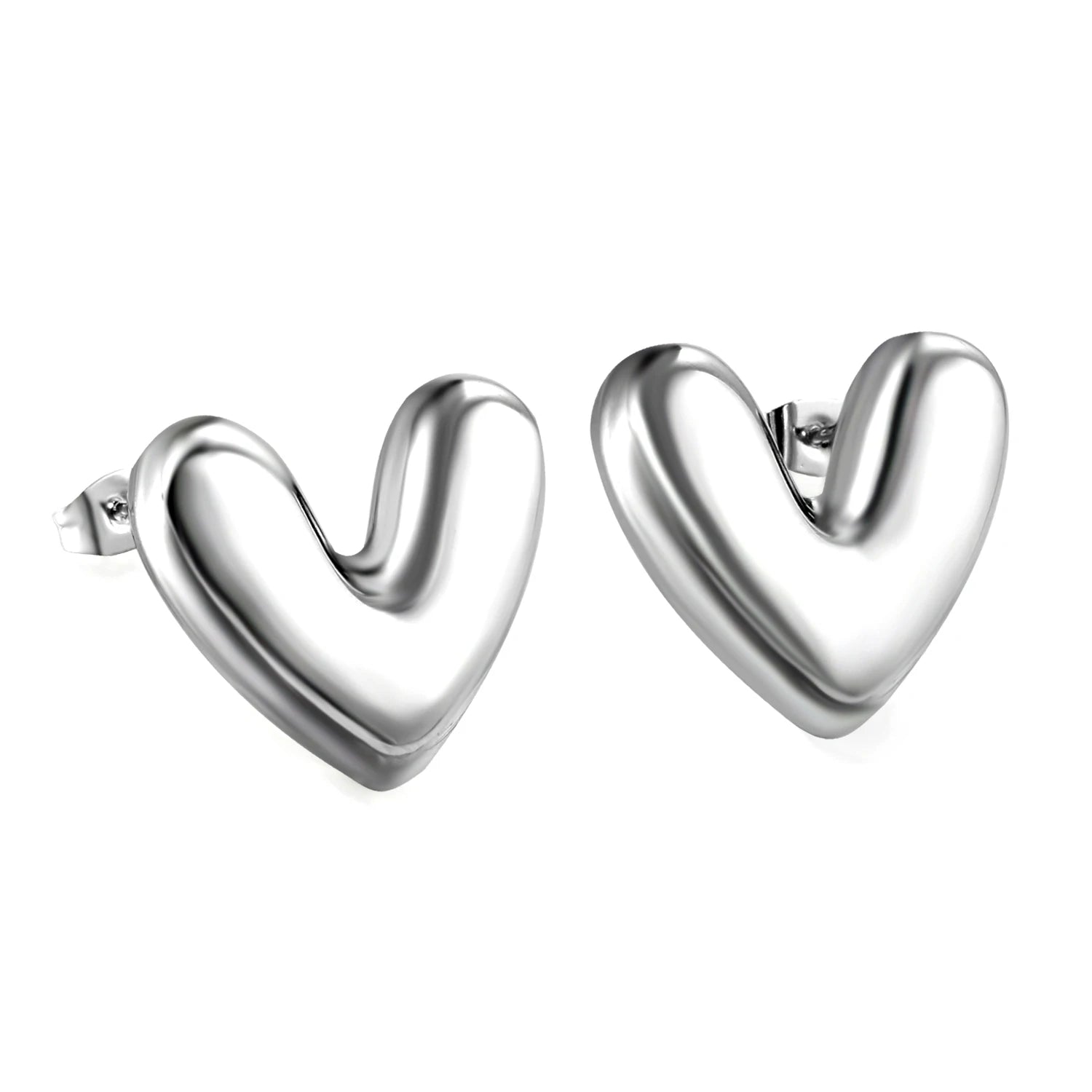 Trendy Smooth Heart Earring Jewelry Wholesale Custom Stainless Steel Hypoallergenic Love Heart Stud Earrings for Women