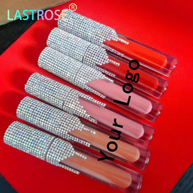 DIY Private Label Nude Lip Gloss Vendor Liquid Matte Lipstick Vegan Rhinestone Lipgloss With Diamond