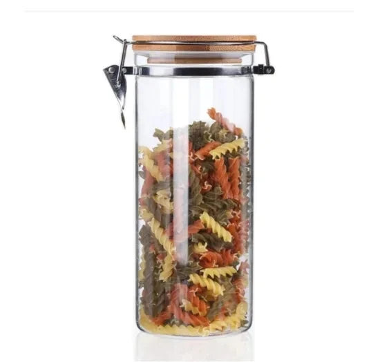 Hot Selling Glass Food Storage Container with Clip Lock Airtight LidsGlass Food Storage Jars with Bamboo Lids