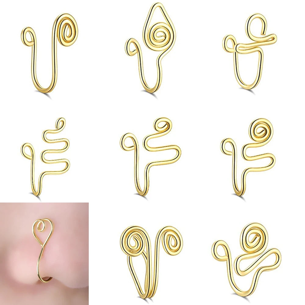 Hot Selling Wholesale Custom Body Jewelry Stainless Steel Designer Faux Clip on Nose Ring Non Piercing Face Nose Ring
