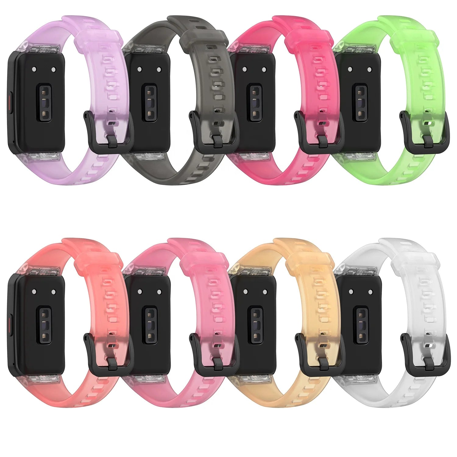 Silicone Rubber Sport Strap Transparent Waterproof Adjustable for Huawei Honor Band 6/7 Smart Bracelet Wristband