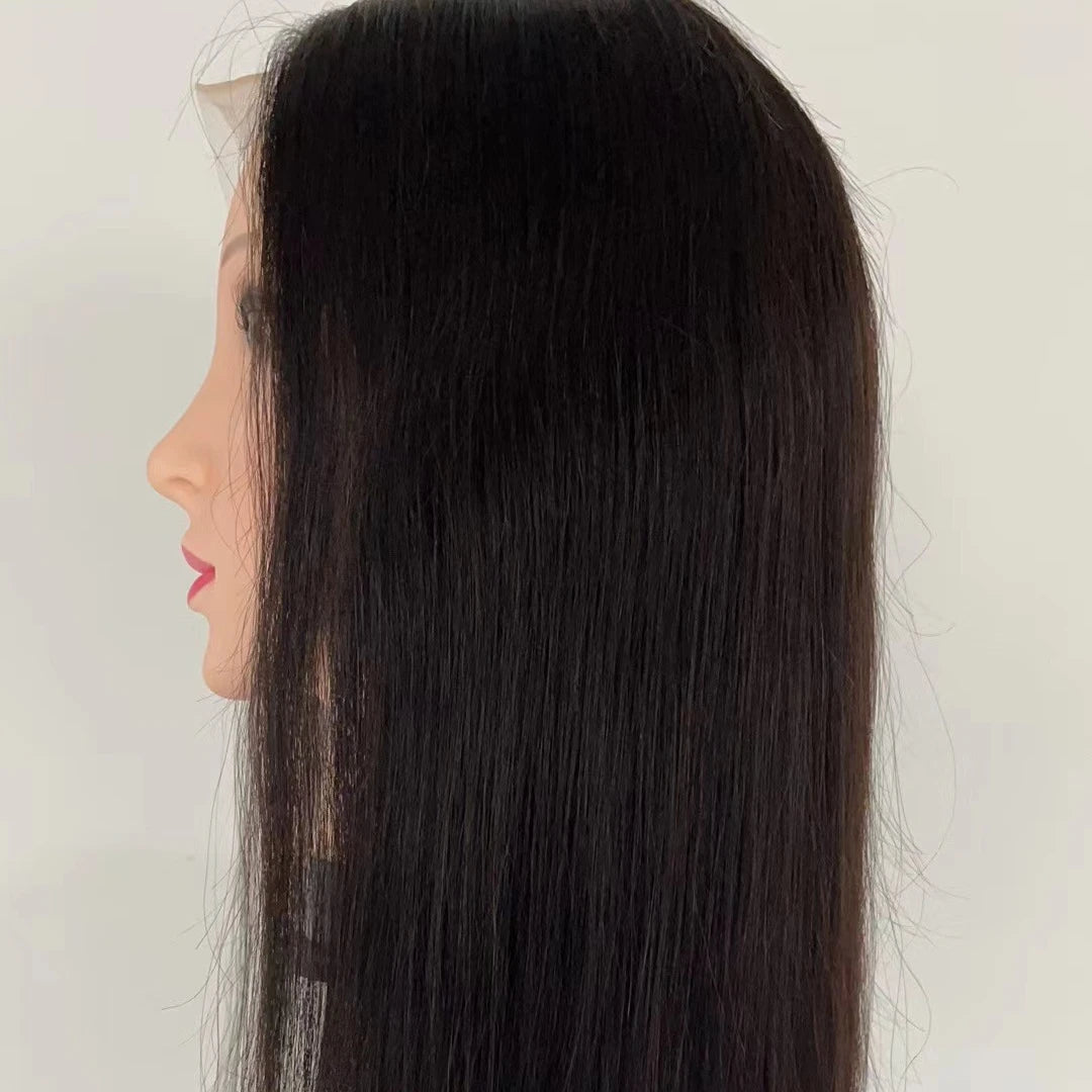 Silky Straight Brazilian Hair Wig with Transparent for Lace Frontal 150% 180% 200% Density Natural Color Wholesale