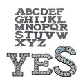 Hot Sales AB Color Embroidered Iron-On Nonwoven Felt Rhinestone Letter Patches for Clothes and Bags
