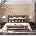 Custom 3D Chinese Floral Wall Murals Modern Gold Chinoiserie Landscape Silk Wallpaper for Home Decor Waterproof 1-Year Warranty