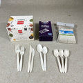 Eco-Friendly Compostable CPLA White 7 Inch Disposable Cutlery Set Knife Fork Spoon Spork with OEM Retail Packing