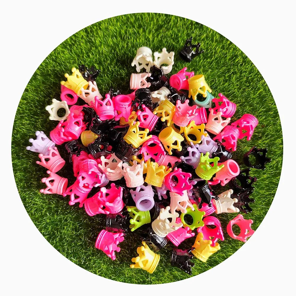 Colorful Handmade Acrylic Beads with Paint Effect Crown Shape Resin Material for Jewelry Findings & DIY Beads Making Chain Type
