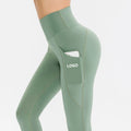 European and American New Double-Sided Nylon High Waist Women Workout Sport Fitness Yoga Pants Leggings With Pocket
