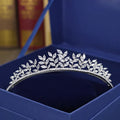 SLBRIDAL Sparkling Clear Cubic Zirconia Wedding Tiara Headband CZ Bridal Queen Princess Pageant Royal Party Crown Women Jewelry