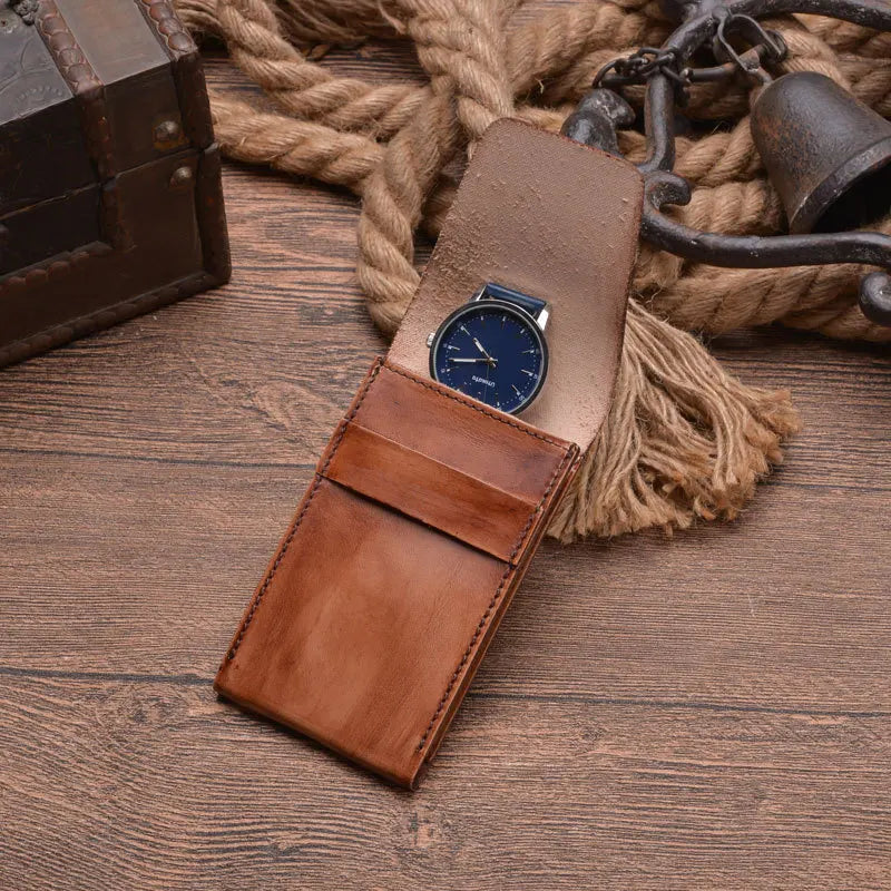 Unique OEM Factory Watch Packaging Bags Small Gift Displaying Case Genuine Leather Watch Case Boxes Custom PU Leather Box