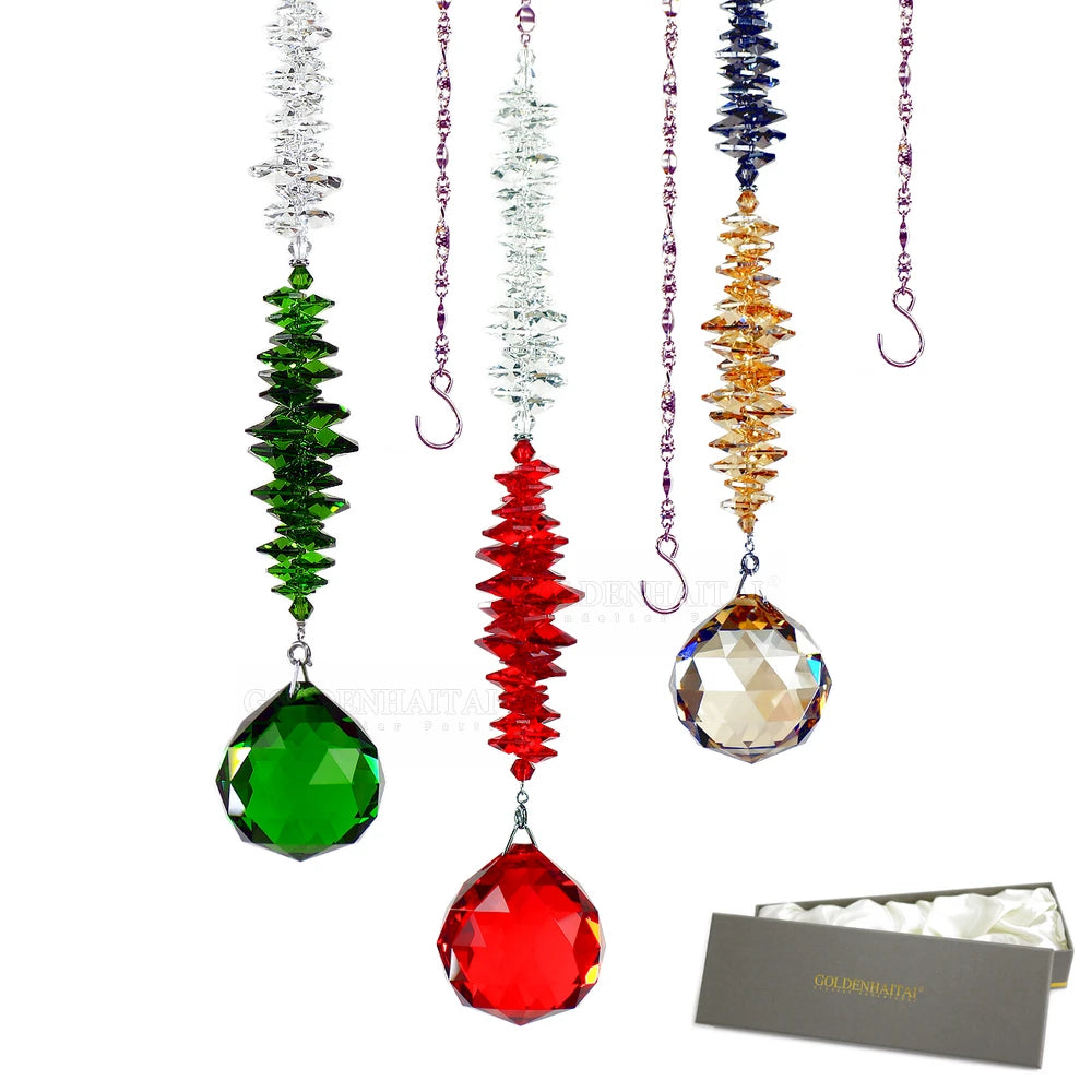 GOLDENHAITAI Chandeliers Crystal Sun Catchers with 40mm Ball Prism Rainbow Maker Garden Home Hanging Decoration
