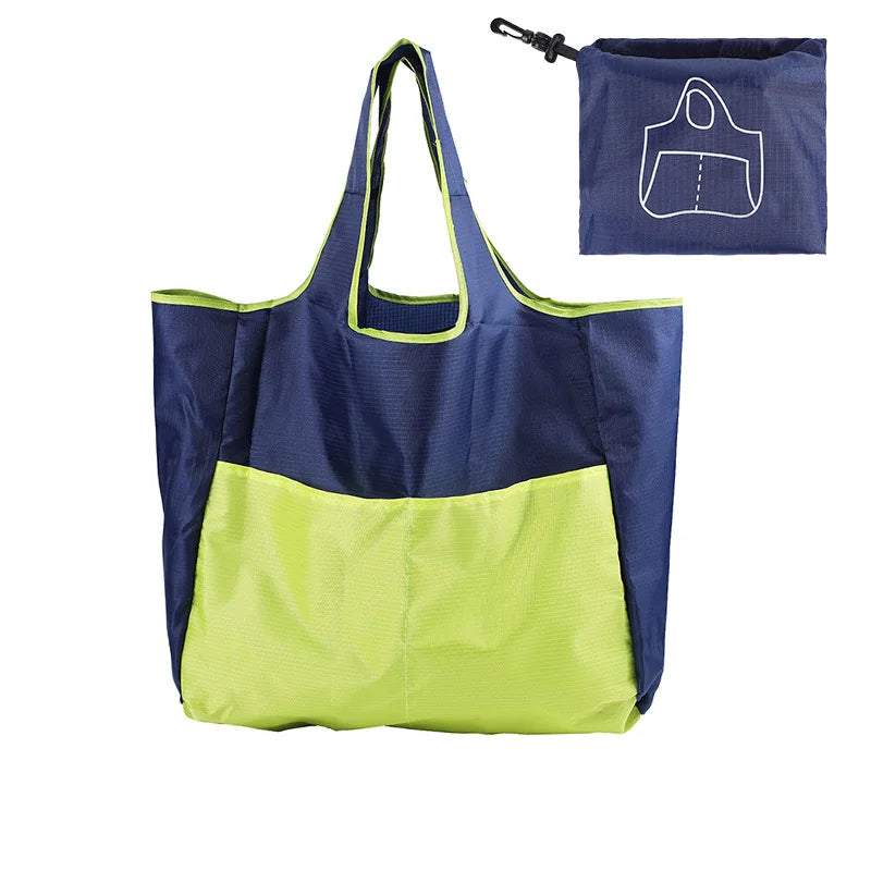 Large Capacity Polyester Nylon Foldable Fashion Tote Reusable Custom Print logo Cheap Reusable Shopping Bags
