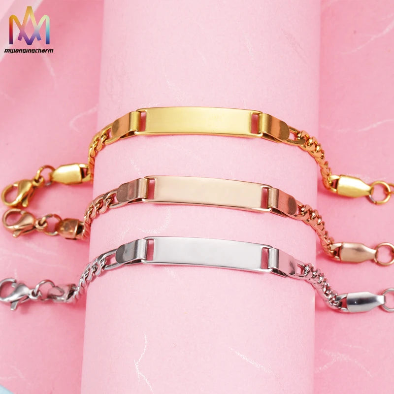Top Sale Custom Kids Bracelets and Charms Jewelry Engravable Logo Name ID Bracelets for Kids
