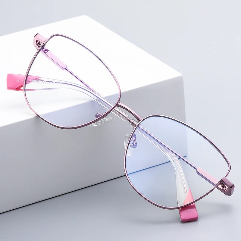 Ready Stock Candy Color Metal Glasses Frame  Anti-Blue Light Optical Frames Spectacles for Women Eyewear China Factory
