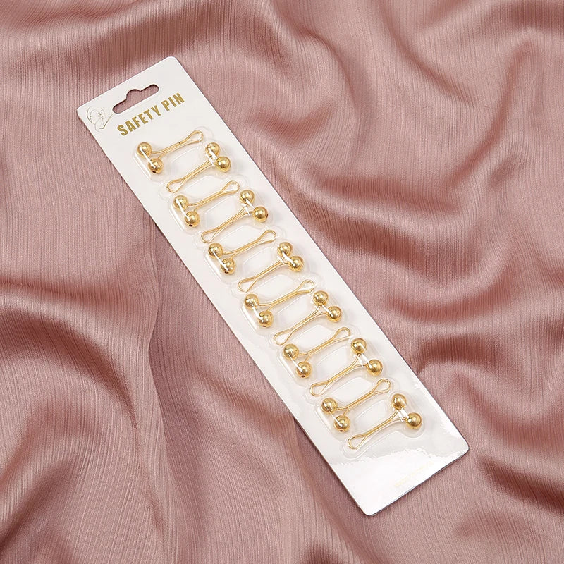 Fashion 12pcs Luxury Golden Shape Pins Multifunction Muslim Clip Hijab Brooch Scarf Pin for Women