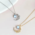 925 Sterling Silver Necklace Temperament Star Moon Pendant Korean Moonstone Necklace Jewelry Women
