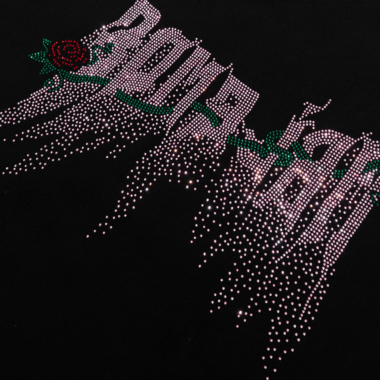 Wasolife Wholesale 100% Cotton Rose Flower Printed  T-shirt Rhinestone Vintage Short Sleeve T Shirt for Women