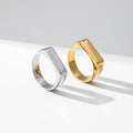 YF2734 Tarnish Free Jewelry Custom Minimalist 18K PVD Gold Stainless Steel Ring Engraved Logo Geometric Ring for Women
