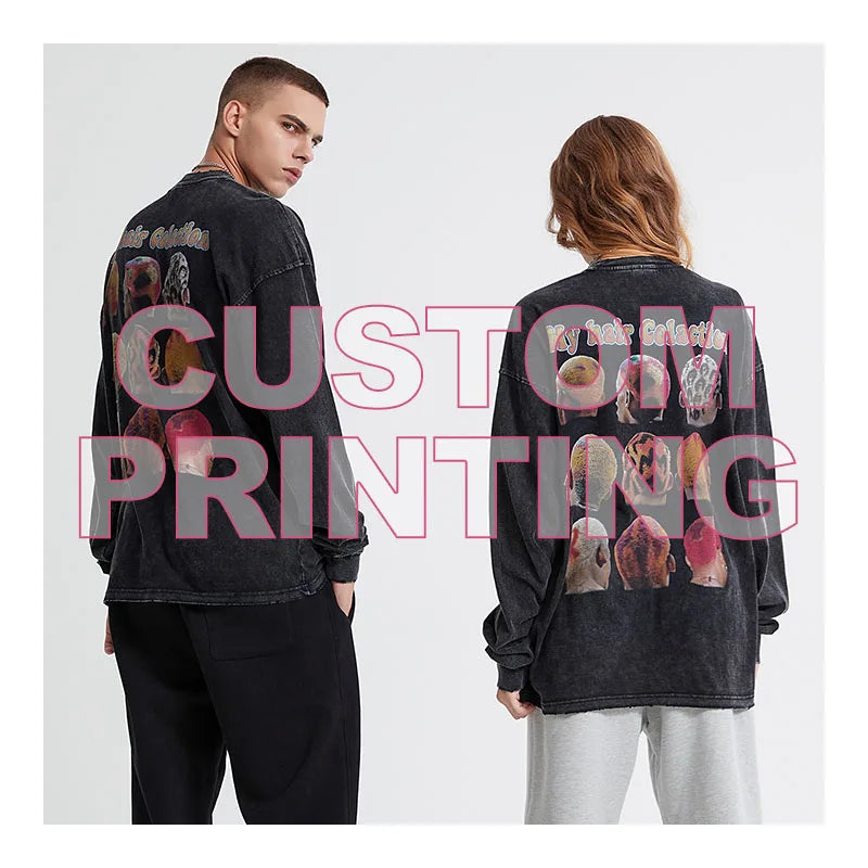 Wholesale Customization Men's Wholesale Oversized T-shirts Acid Wash Mens Printing Long t Shirt Puff for Men