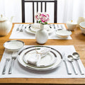Nordic Natural Custom White Linen Table Placemats Classic Embroidery Christmas Dining Wedding Decorative