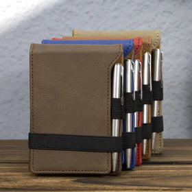Personalized Mini Journal Cover Portable Hard Cover Notebook Luxury Memo Pads Laserable Leatherette Notebook With Pen Holder
