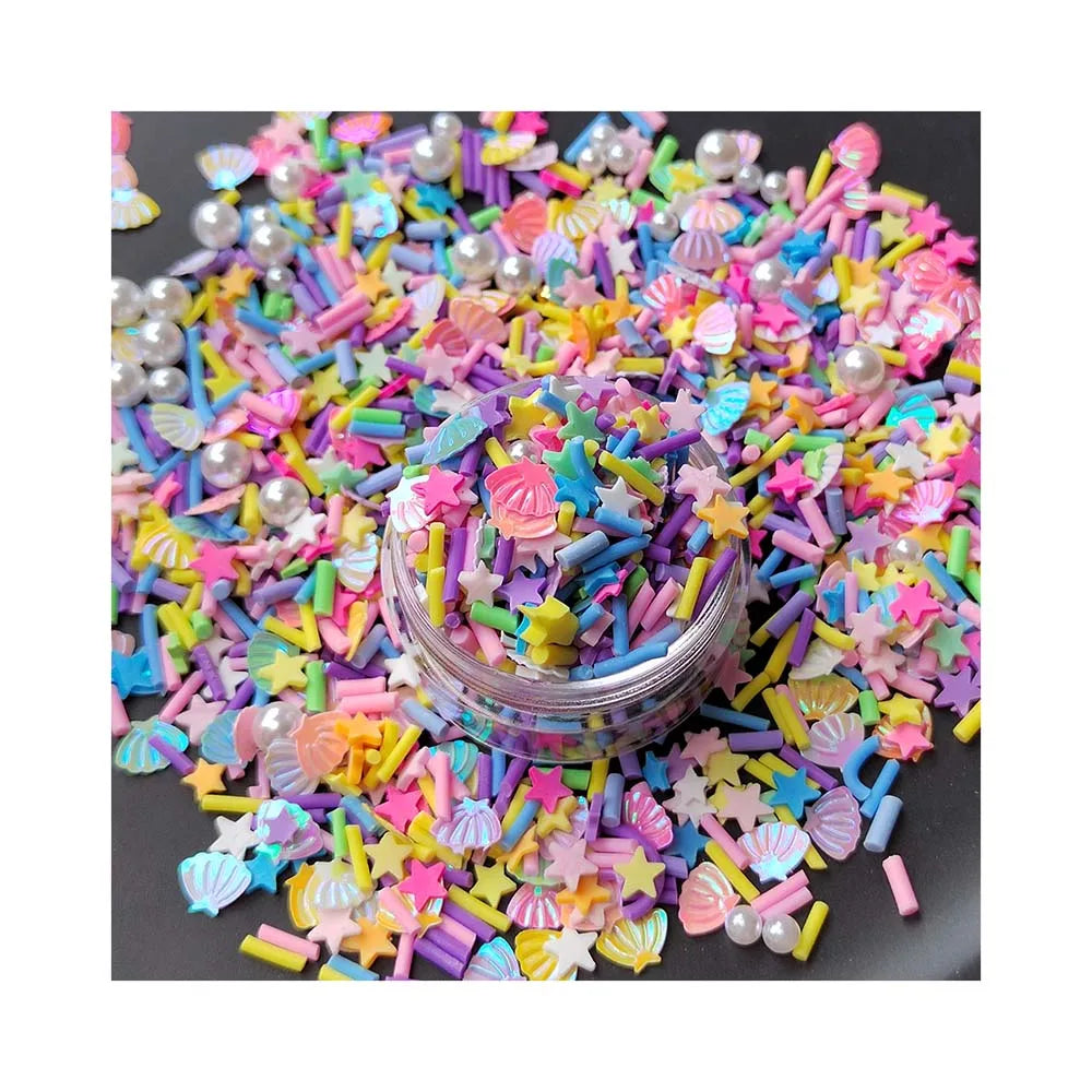 500g/Lot Assorted Crystal Pearl Beads Polymer Clay Slice Shell Sequins Sprinkles for Crafts Making DIY Slime Filler Accessories