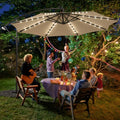 Outdoor Furniture Poolside Parasol Umbrella LED Solar Light Table Banana Style Polyester Fabric Side Pole for Patio Garden Gym