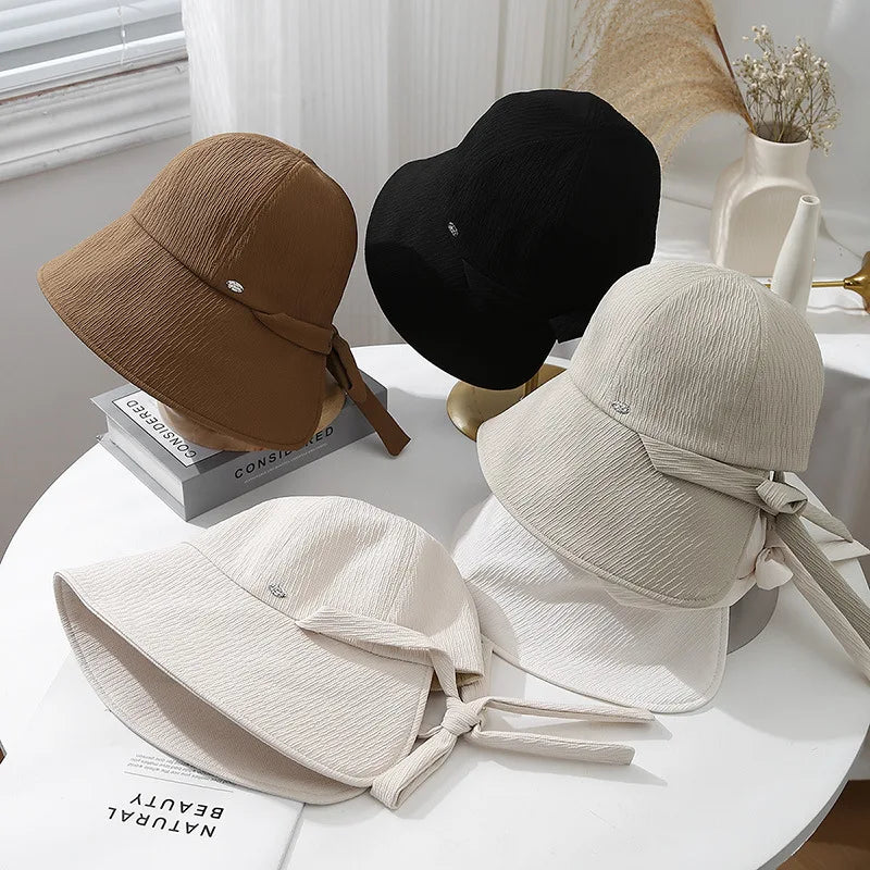 Spring Summer Pony Tail Bucket Hat Fashion New Dress Outdoor Sun Shading Bucket Hats