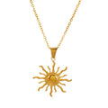 Waterproof  PVD 18K Gold Plated Stainless Steel Sun Pendant Necklace Women Good Quality Daily Jewelry