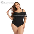 New Design Plus Size Off-the-Shoulder Solid One-Piece Swimsuit for Fat Women Breathable