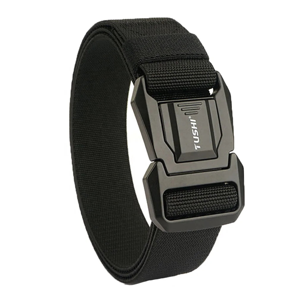 TUSHI Customized Elastic Belt Environmentally Friendly Nylon Tactical Quick Release Alloy Automatic Buckle 3.8CM Width