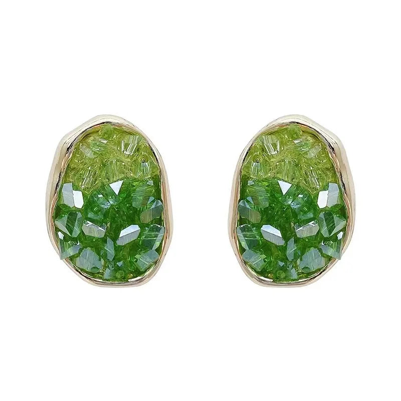 Minimalist Oval Shaped Earrings Gradient Earrings Rhinestone Stud Earrings for Women