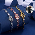 Custom Photo Projection Bracelet Picture Inside Heart Pendant Bamboo Chain Birthstone Bracelet for Women Mother's Day