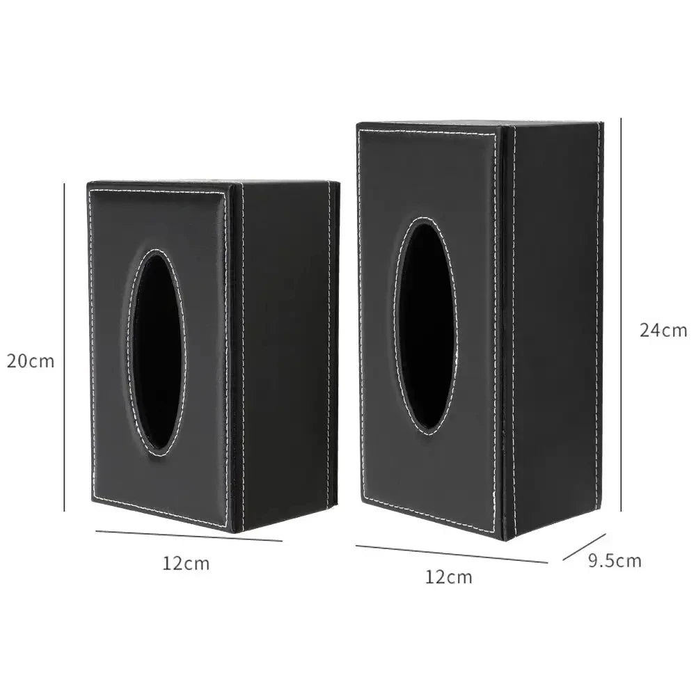 Custom Tissue Box PU Leather Tissue Box Holder Black Tissue Box Waterproof for Business Hotel Office Home Decoration