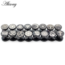 Alisouy 2PC Moon Flower Cross Star Lion Stainless Steel Unisex Men Women Barbell Ear Stud Earring Tragus Helix Piercing Jewelry