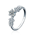 XJZ046 Luxury 925 Sterling Silver Round Cut 0.5CT Moissanite Diamond Wedding Anniversary Promise Ring for Women Fine Jewelry