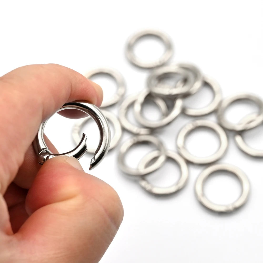 Custom Zinc Alloy Metal Spring Keyring Hook Silver Key Chain Accessories Round Carabiner Snap Rings