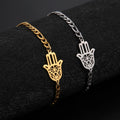 Amulet Hamsa Hand of Fatima Bracelets on Hand Gold Color Women's Bracelet Stainless Steel Islamic Lucky Jewelry Gift