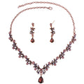 Bride Necklace Earring Set Vintage Bride Necklace Alloy Rhinestone Necklace Wedding Dress Accessories