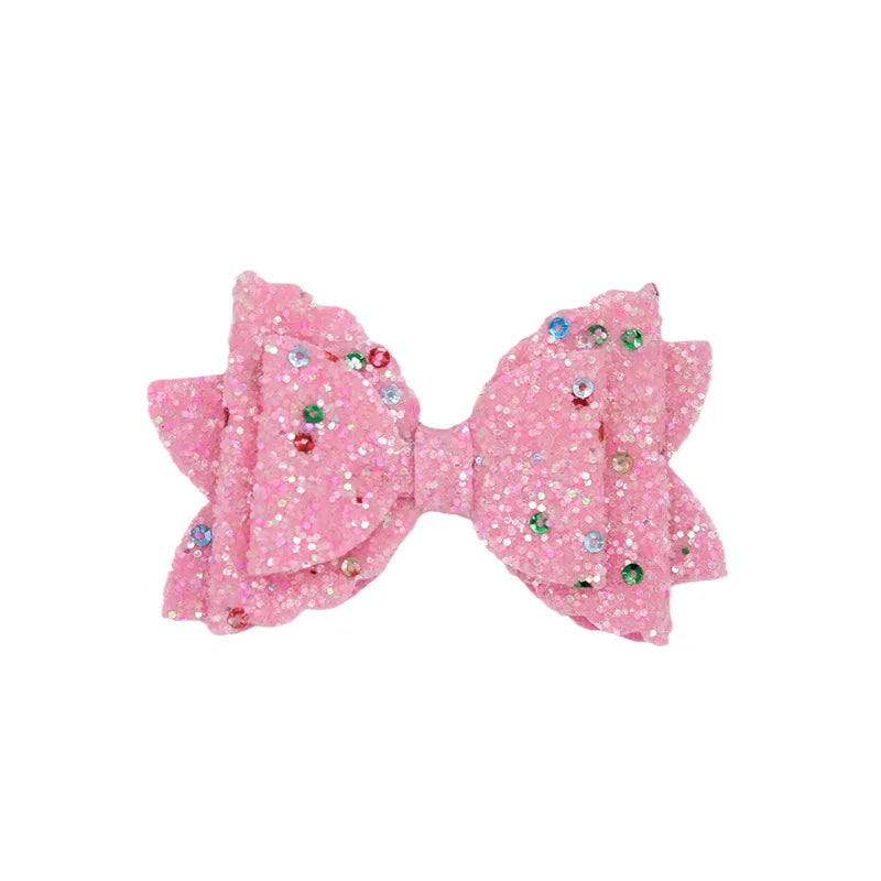 Wholesale Glitter Hair Bow Alligator Clips Shinny Hair Bows with Clips for Girls Accessories Kids Hair Bows