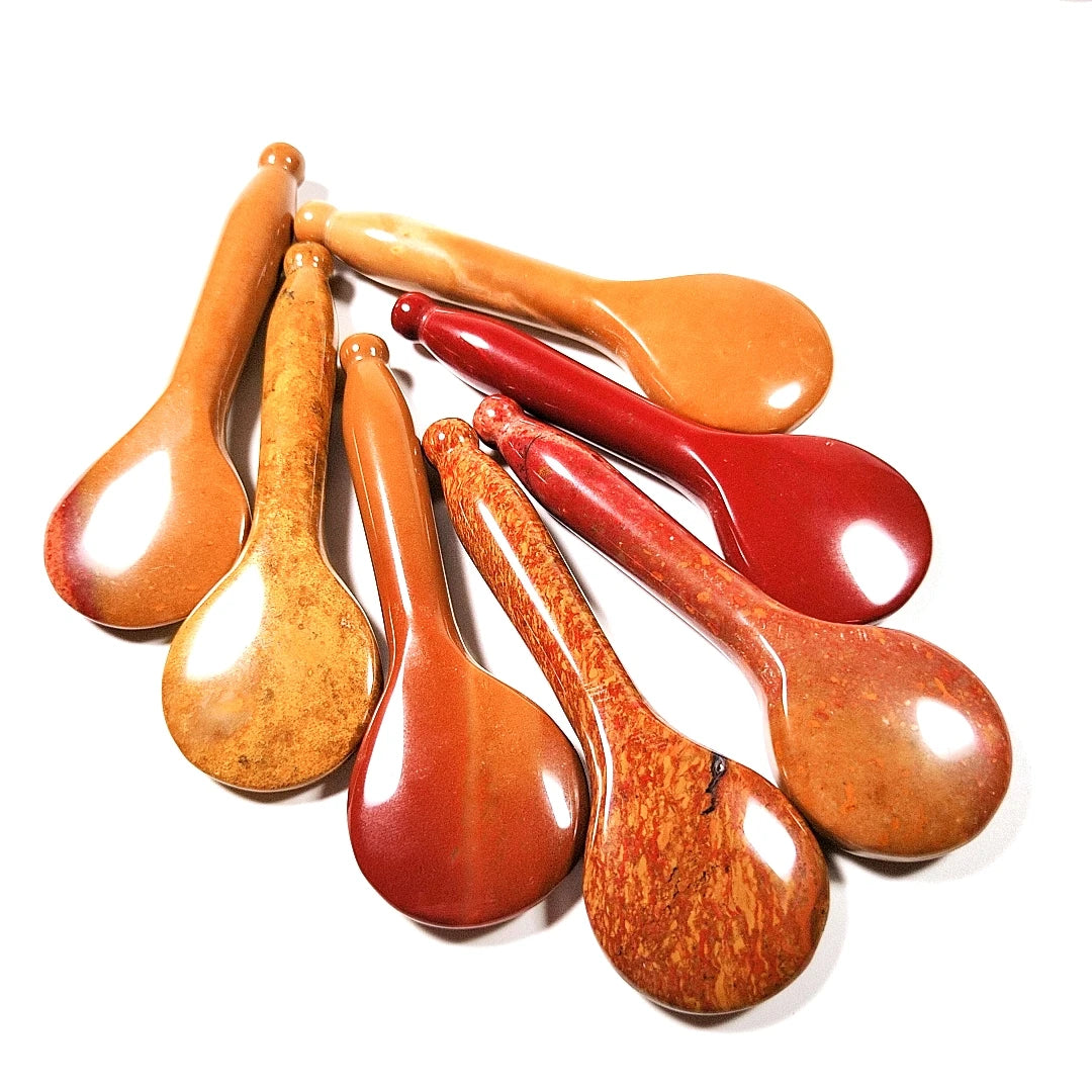 HY Custom logo natural crystal jade mookaite jasper spoon gua sha scraping massage tool