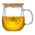 17oz/500ml Tea Cup Thickened Borosilicate Glass Tea Infuser Mug with Removable Infuser and Bamboo Lid