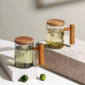 Factory Acacia Wood Handle Glass Kettle Safe Borosilicate Glass Tea Pot 400ml Capacity