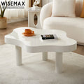 WISEMAX FURNITURE Nordic INS Living Room Furniture Wooden White Color Coffee Table Flower Small Oval Center Table for Apartment