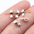 Tiny Star Tube Bead 8.5x4x3.8mm Antique Silver Large Hole Alloy Spacer for Wind Chime Trim MegaBDM