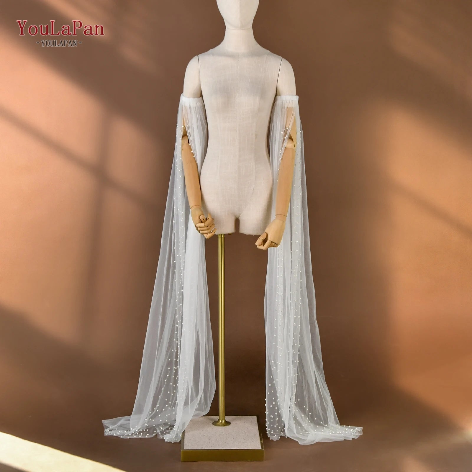YouLaPan VM19 Elegant White Ivory Lace Pearl Long Sleeve Party Gown Accessory Removable Wedding Dress Sleeves