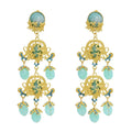 Baroque Charms Women Drop Earrings Exaggerated Stone Ethnic Bilayer Tassel Pendant Gold Carved Earrings Female